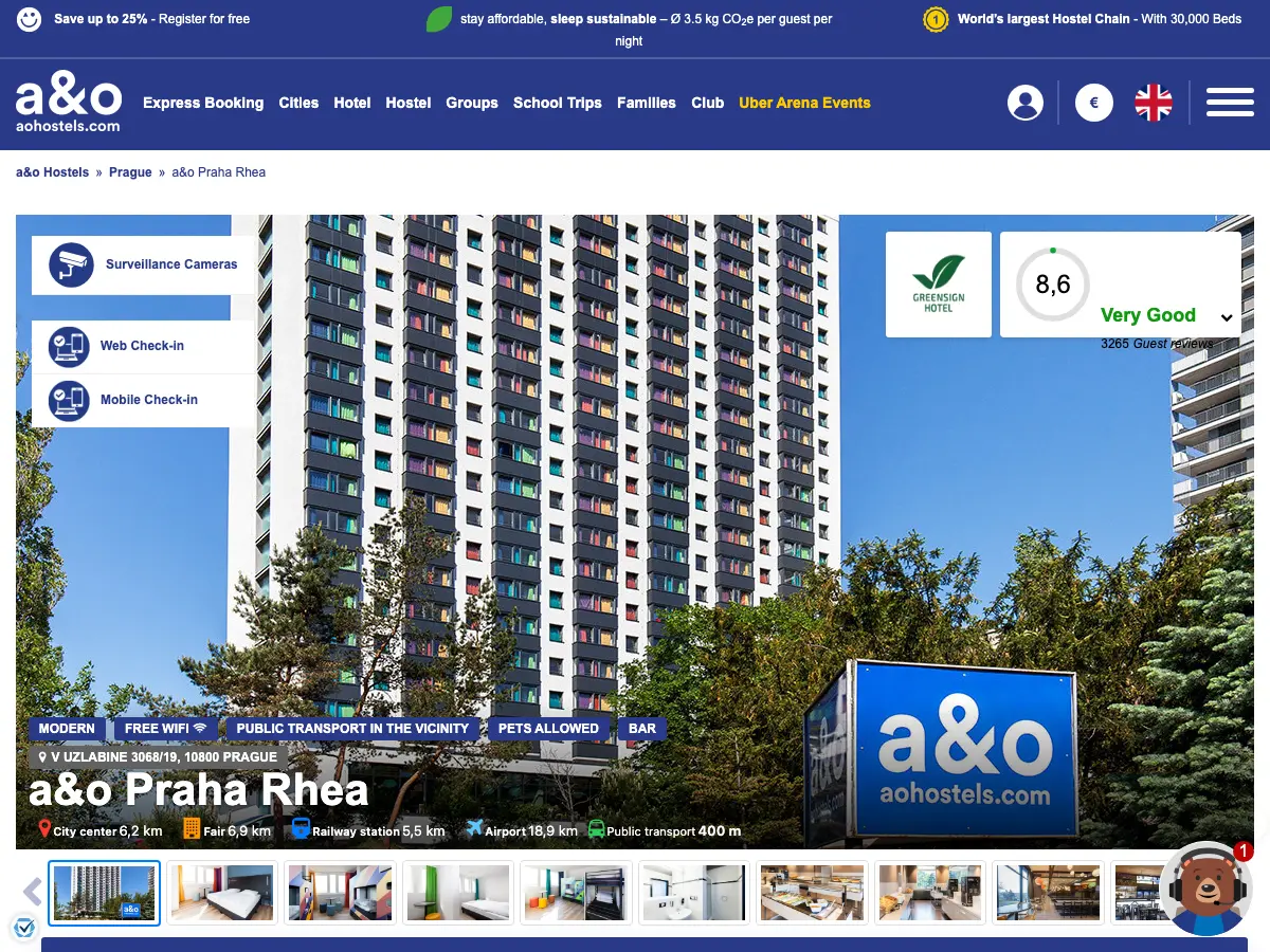 A&O Prague Rhea's website