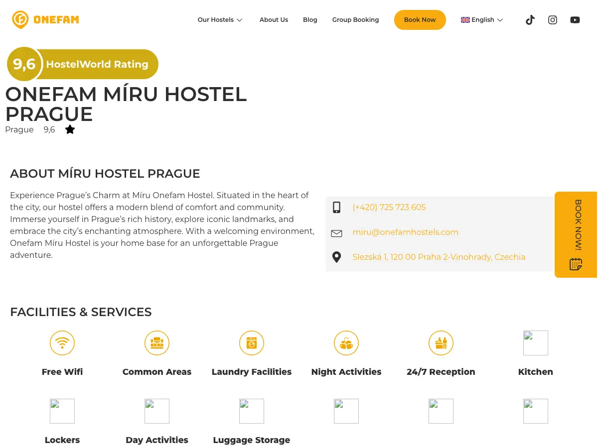 Onefam Míru Hostel Prague's website
