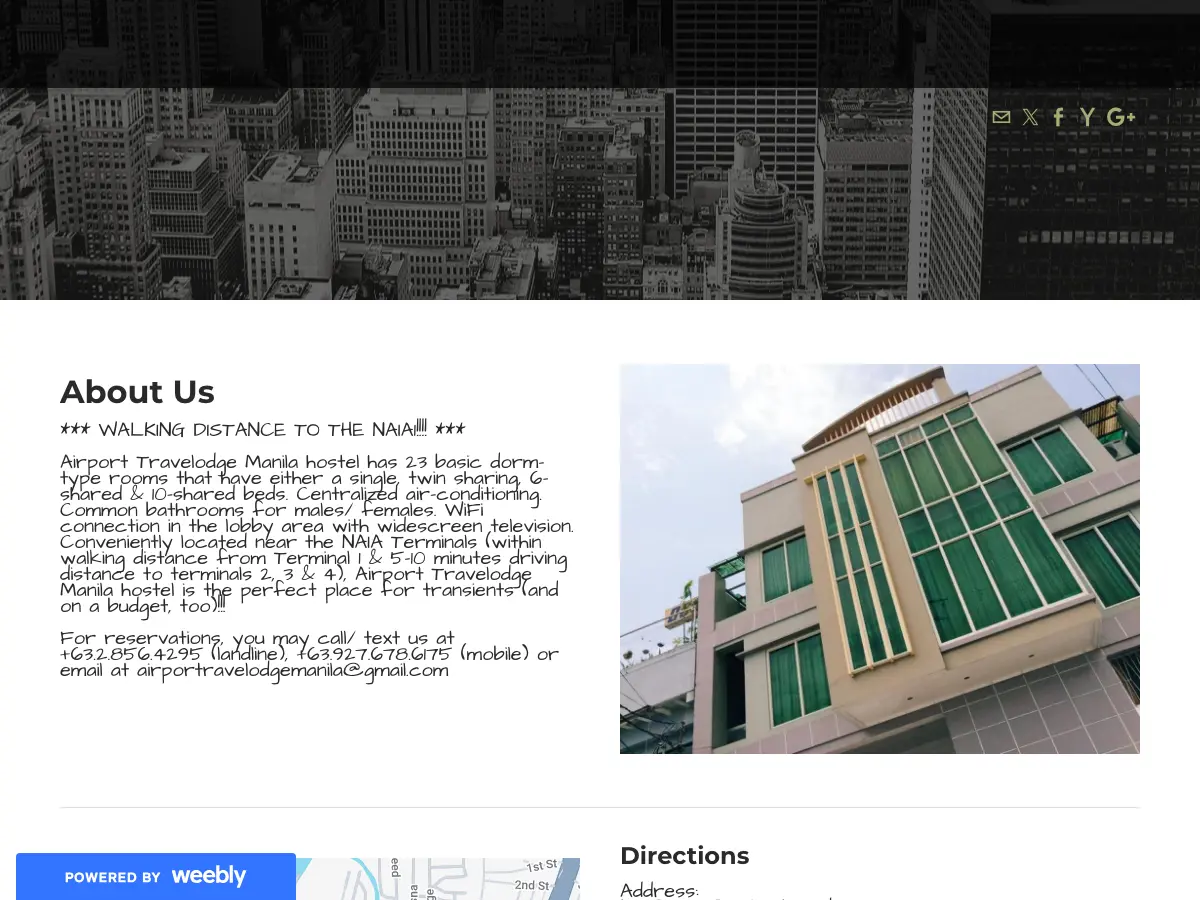 Airport Travelodge's website