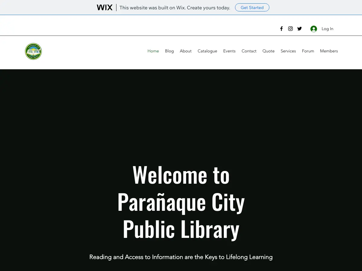 Paranaque City Public Library's website
