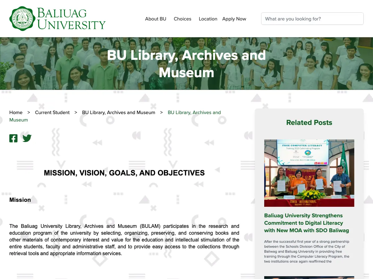 BU Library Archives and Museum's website