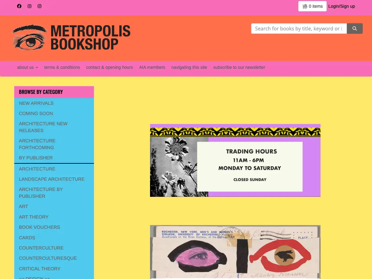Metropolis Bookshop's website