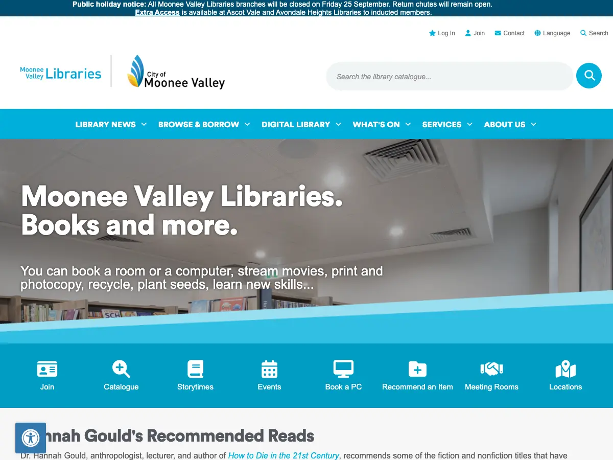 Sam Merrifield Library's website