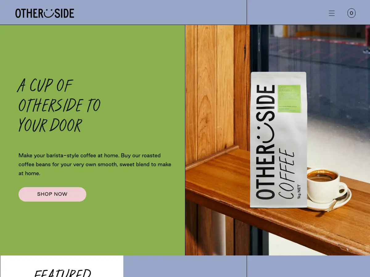 Otherside Coffee's website