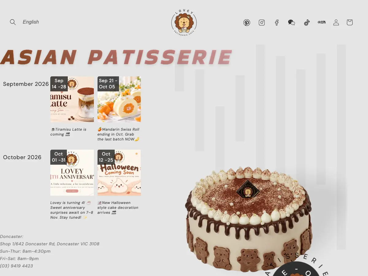 Lovey Patisserie Cafe's website
