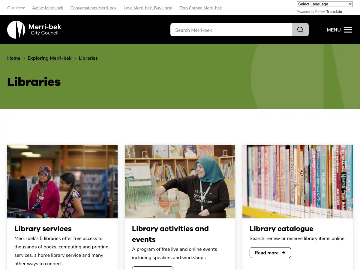 Moreland City Libraries's website