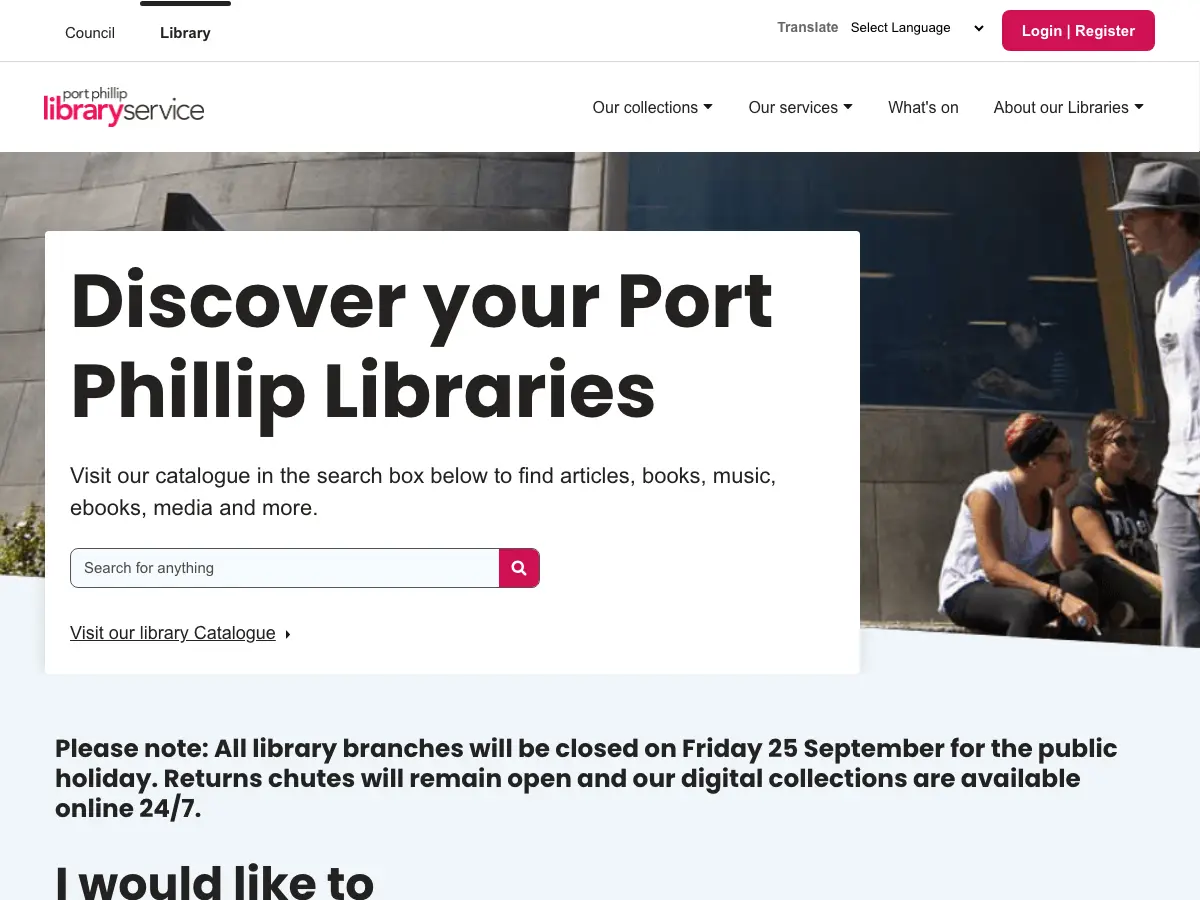 Middle Park Library And Community Centre's website