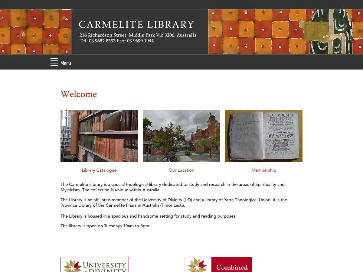 The Carmelite Library's website
