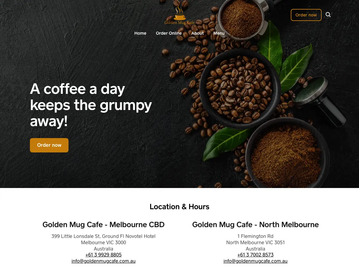 Golden Mug Cafe's website