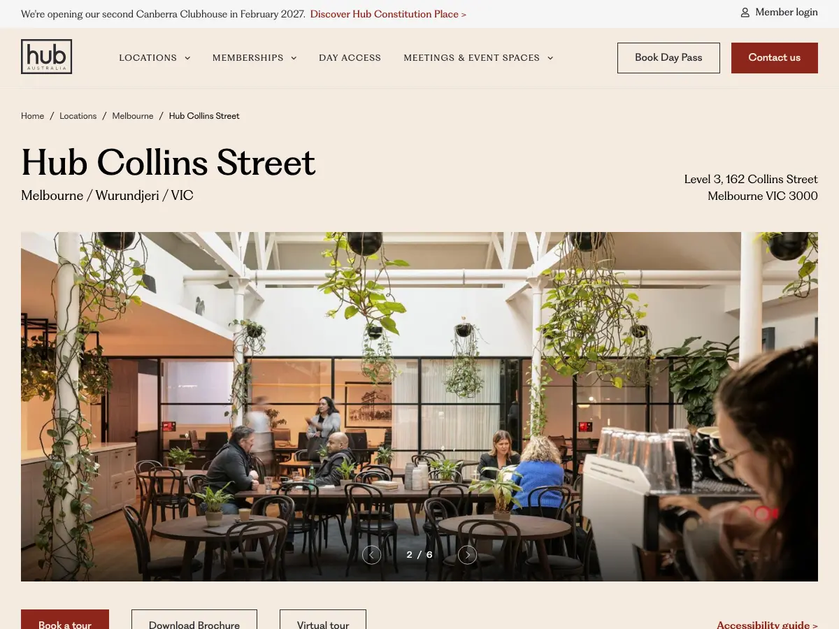 Hub Collins Street's website