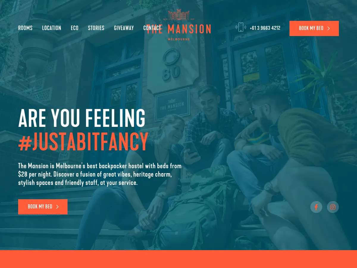 The Mansion Melbourne's website
