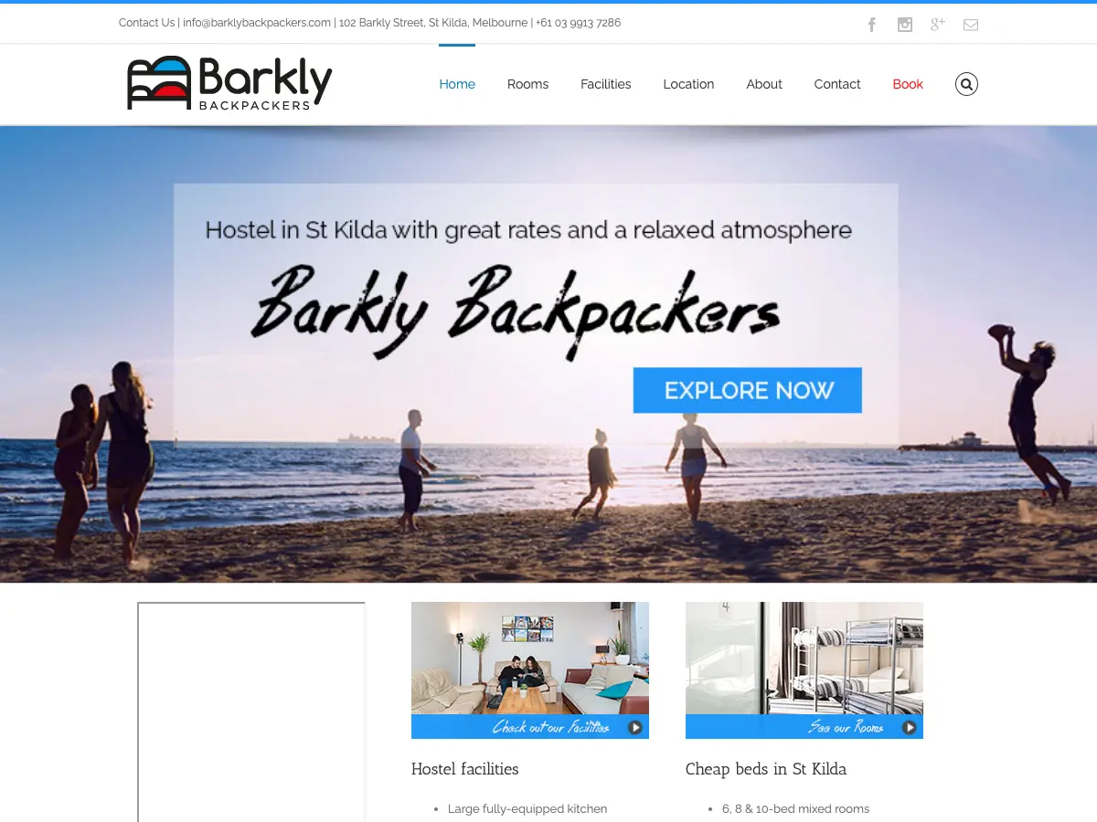 Barkly Backpackers's website