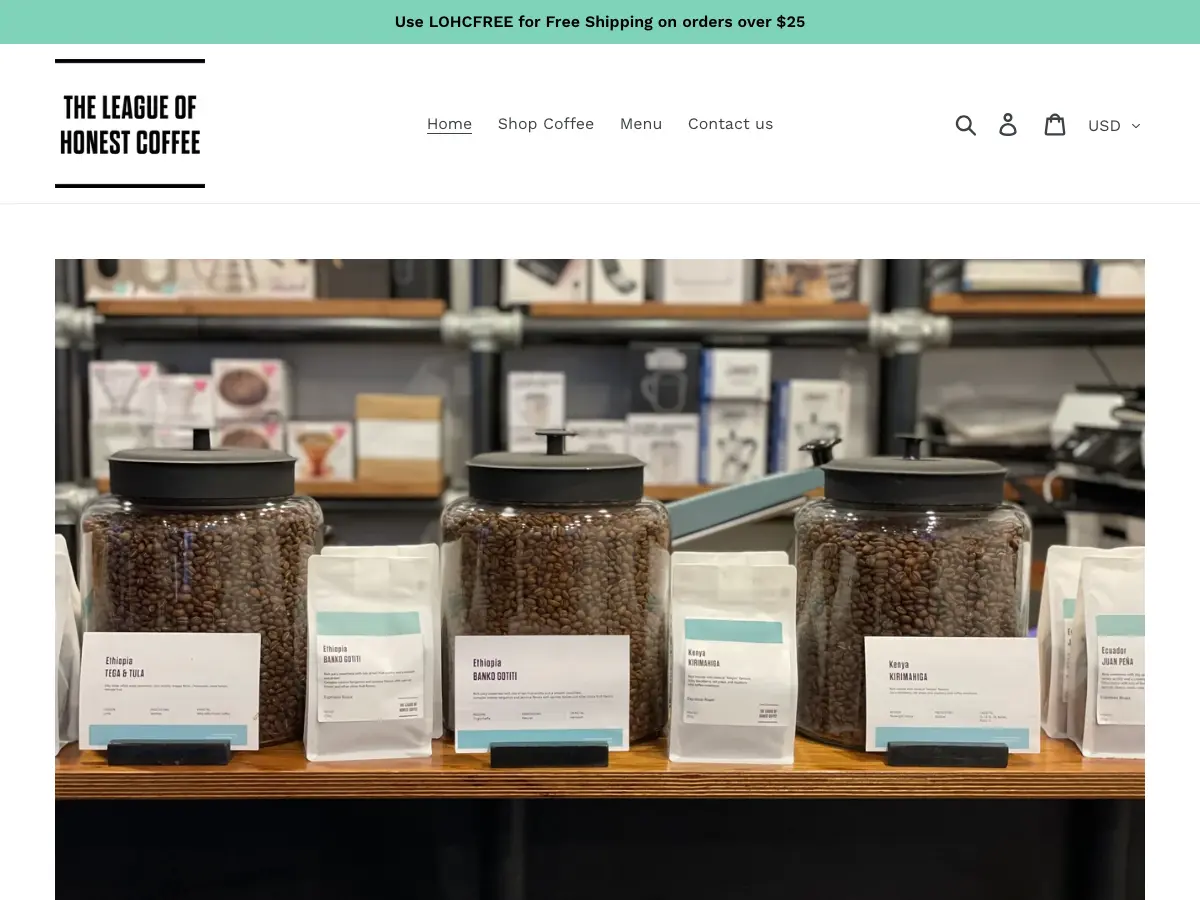 The League of Honest Coffee's website