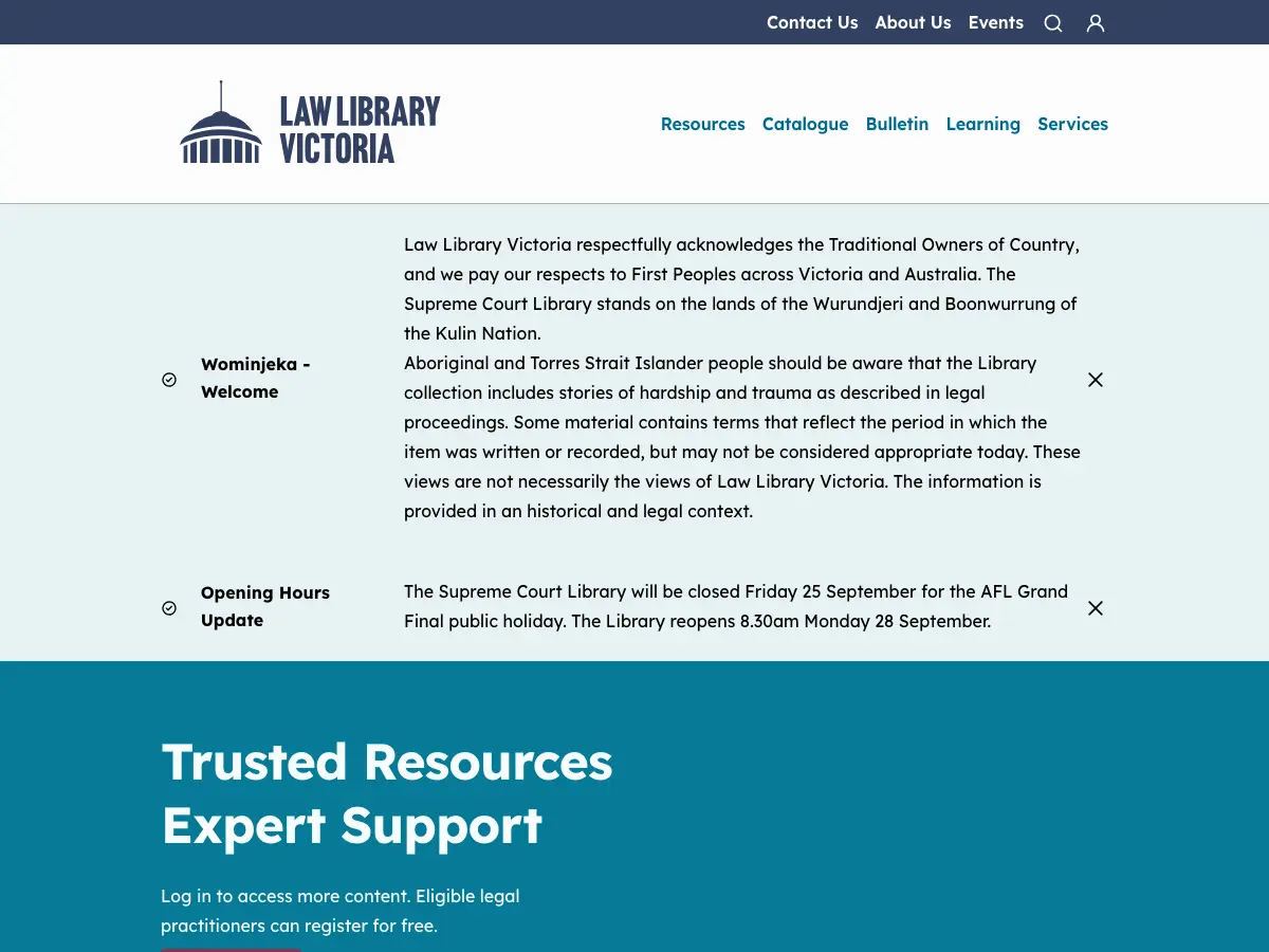 Law Library Victoria's website