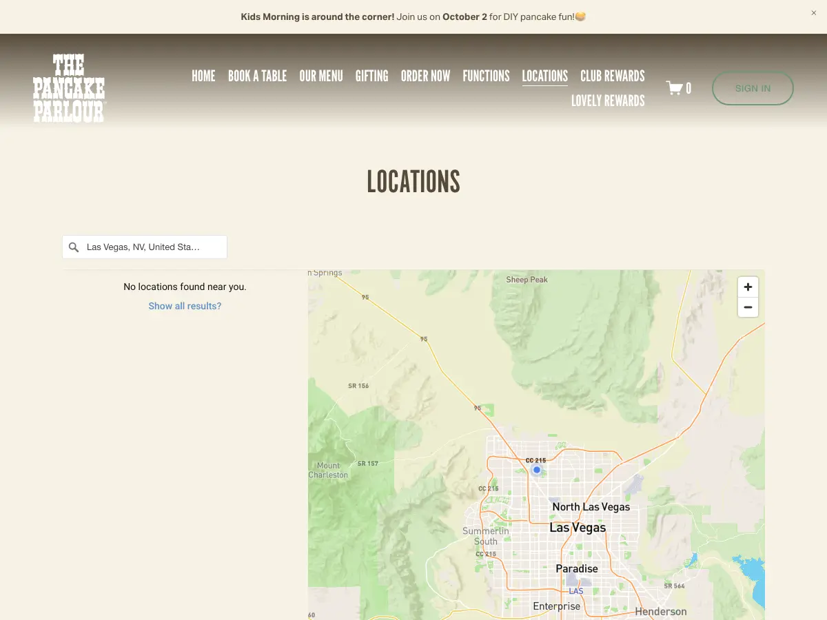 Pancake Parlour's website