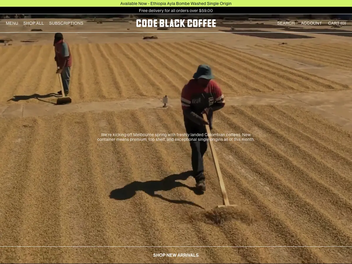 Code Black Coffee's website