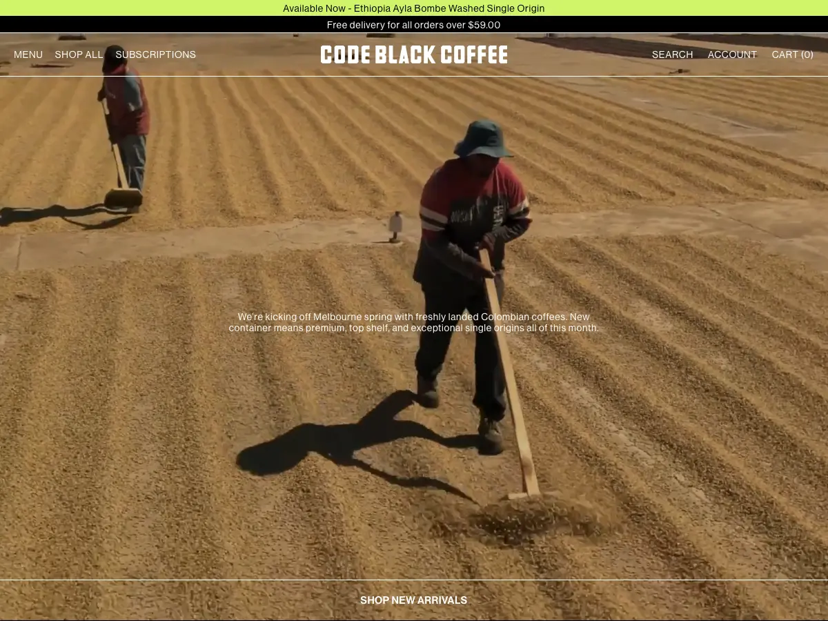 Code Black Coffee's website
