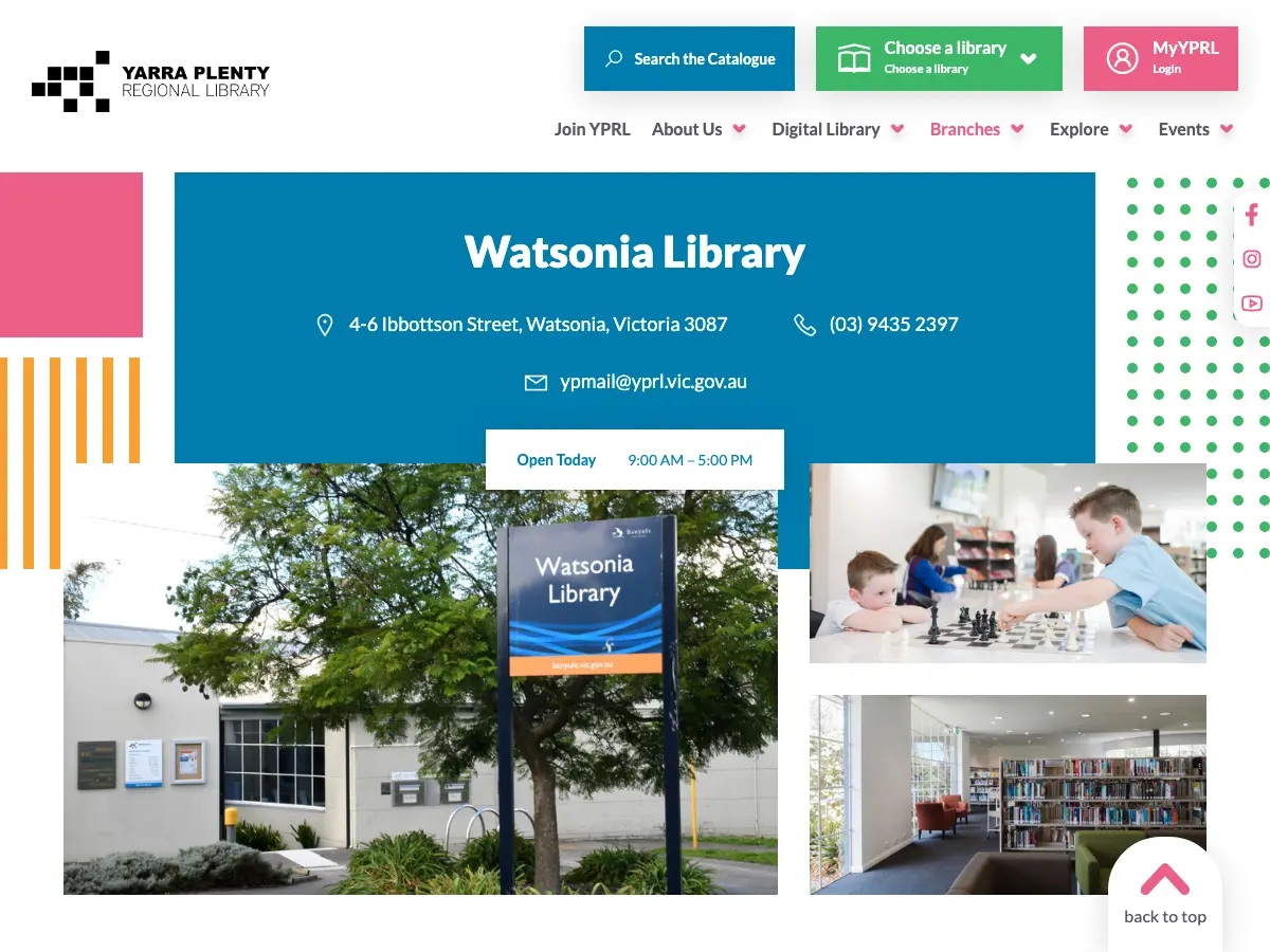 Watsonia Library's website