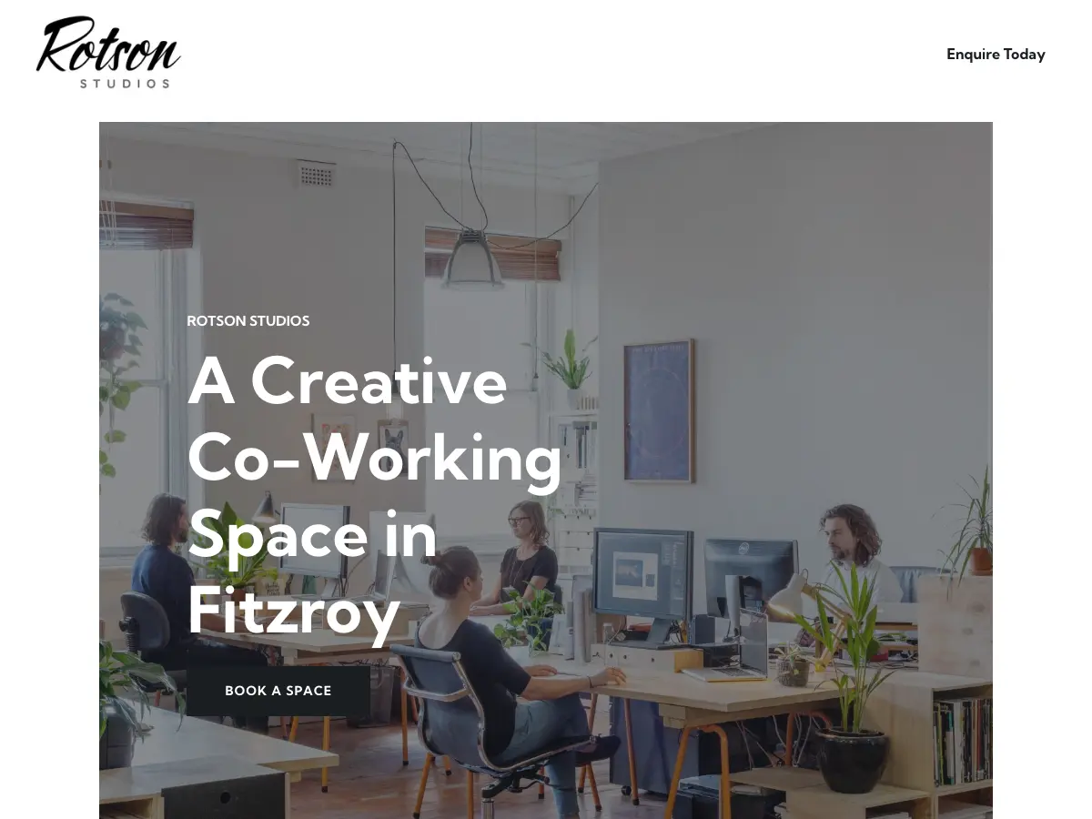 Rotson Studios - Creative Coworking Space's website