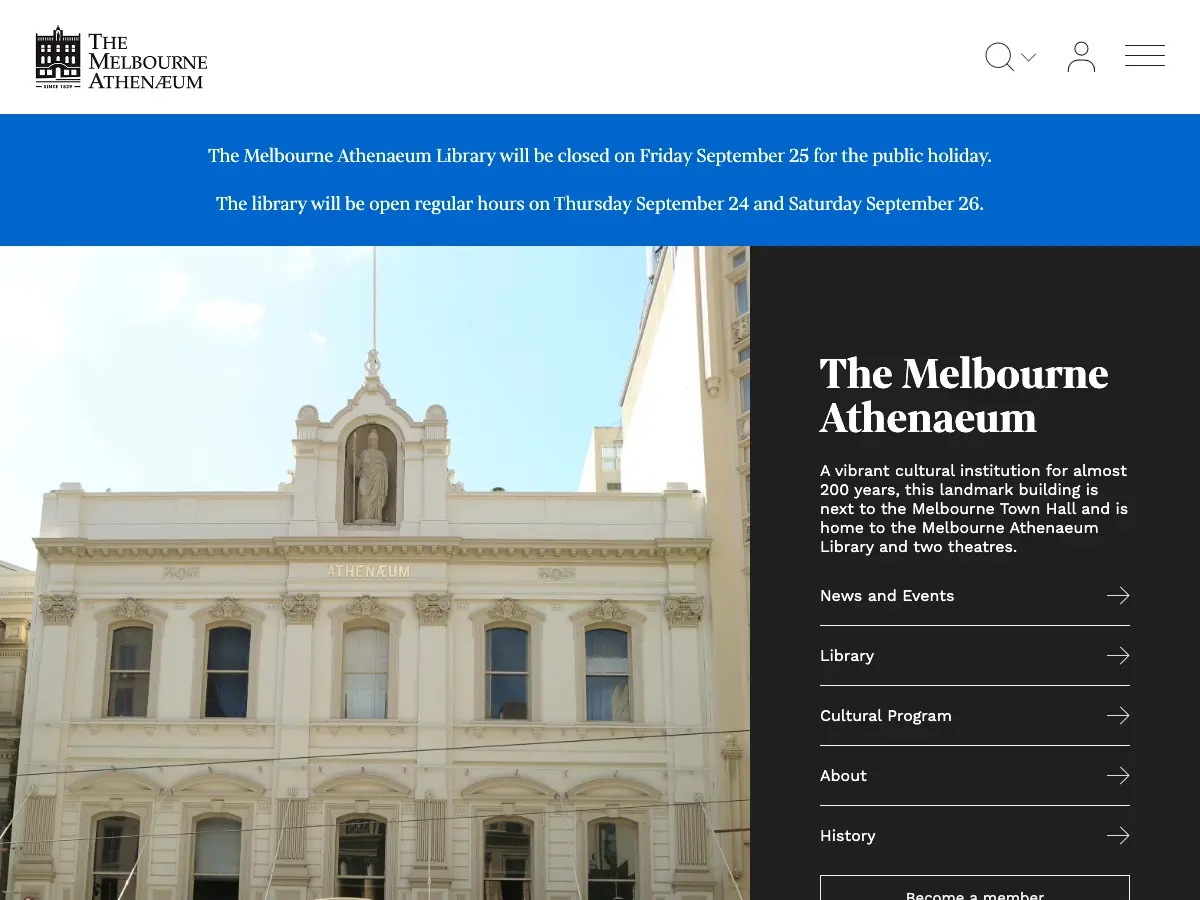 Melbourne Athenaeum Library's website
