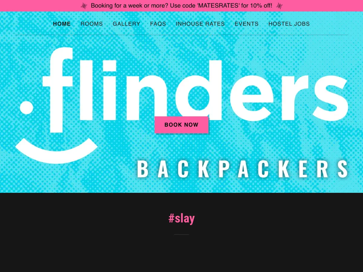 Flinders Backpackers's website