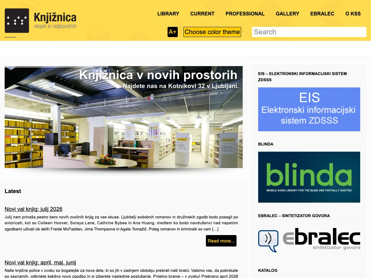 Knjižnica slepih in slabovidnih's website