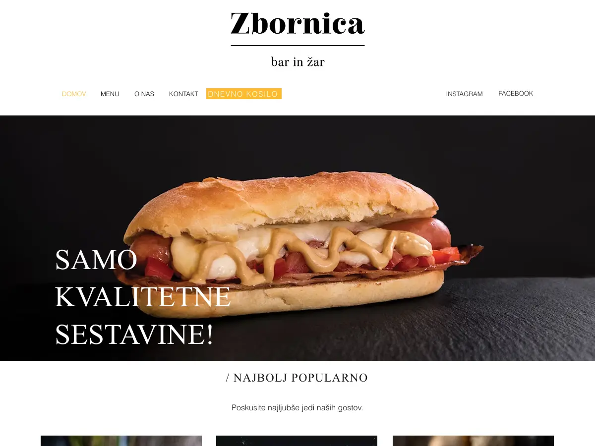 Zbornica burgers and pizza's website