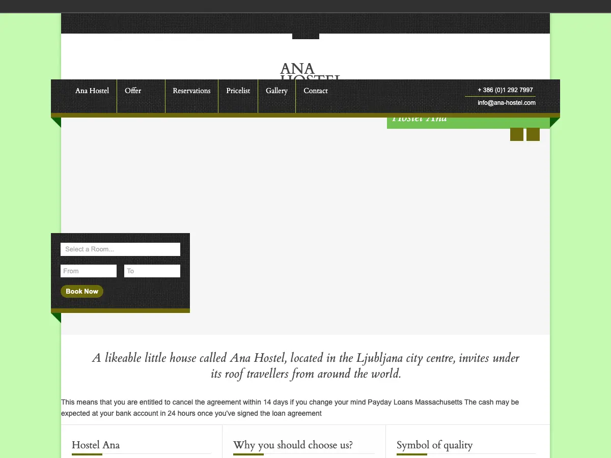 Ana Hostel's website