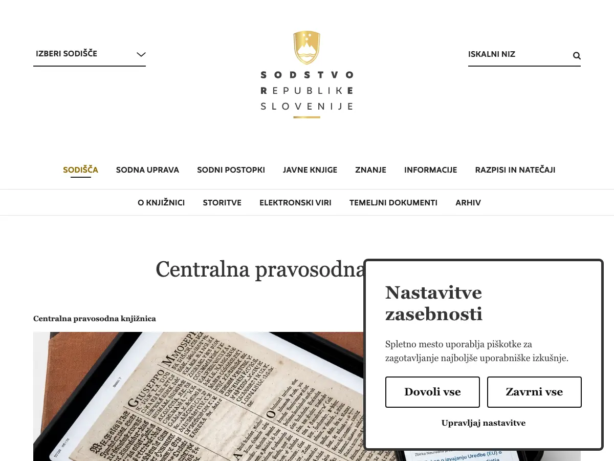 Centralna pravosodna knjižnica's website