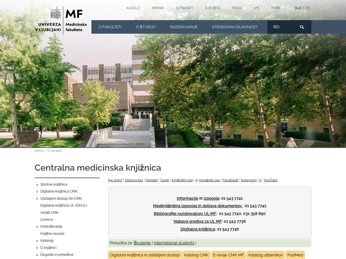 Centralna medicinska knjižnica (CMK)'s website