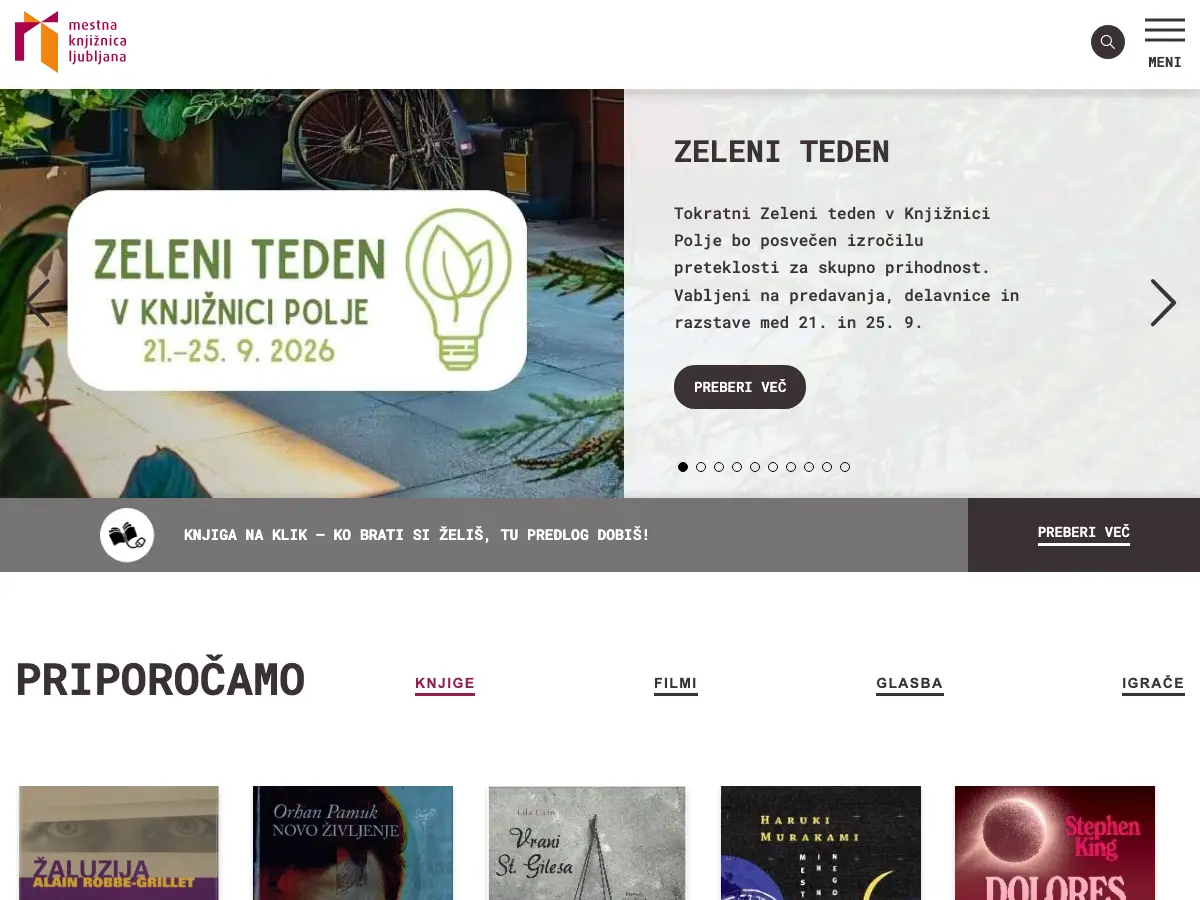 Mestna knjižnica Ljubljana's website