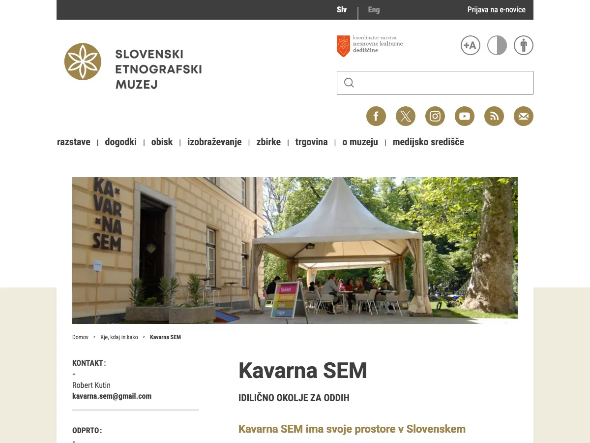 Kavarna SEM's website