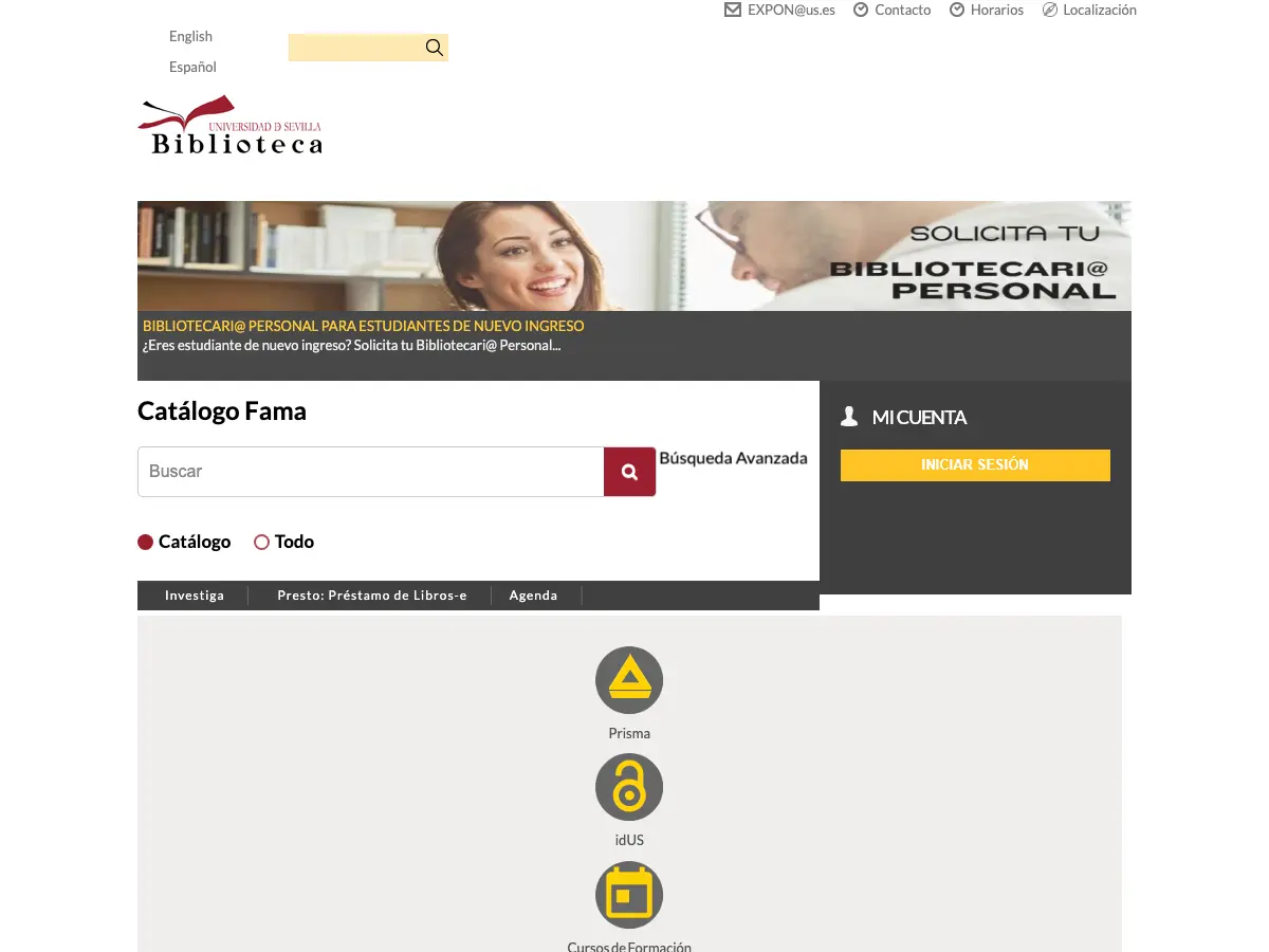 Biblioteca Rector Antonio Machado y Núñez's website