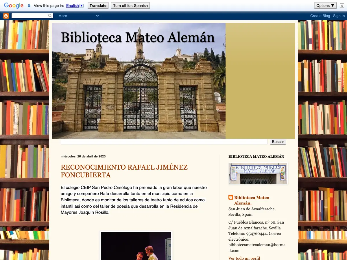Biblioteca Pública Municipal Mateo Alemán's website
