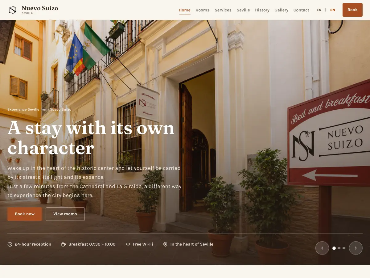 Pension Nuevo Suizo's website