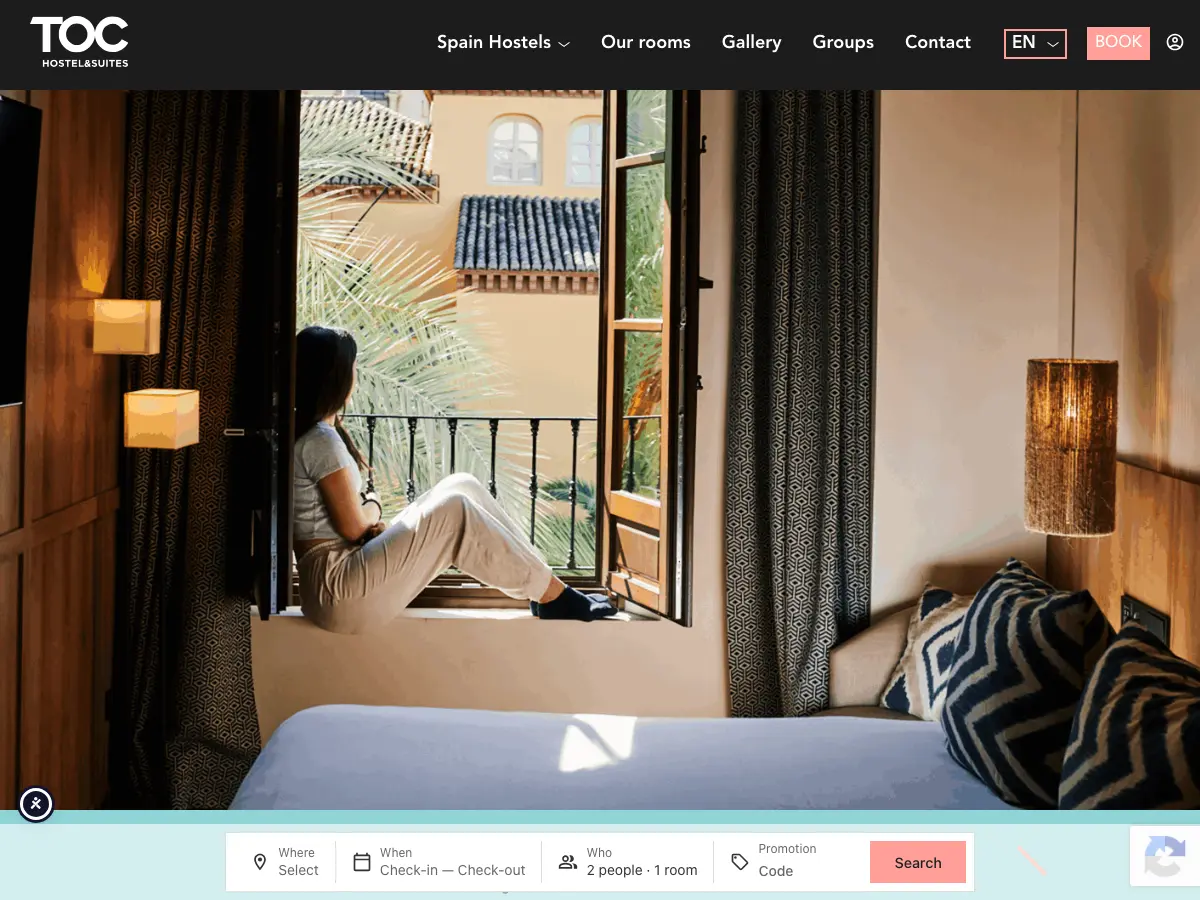 TOC Hostel & Suites's website