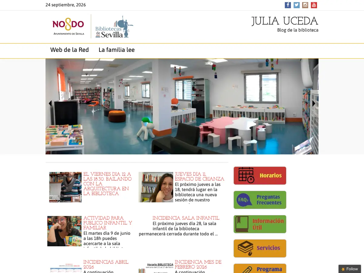 Biblioteca Pública Municipal Julia Uceda's website