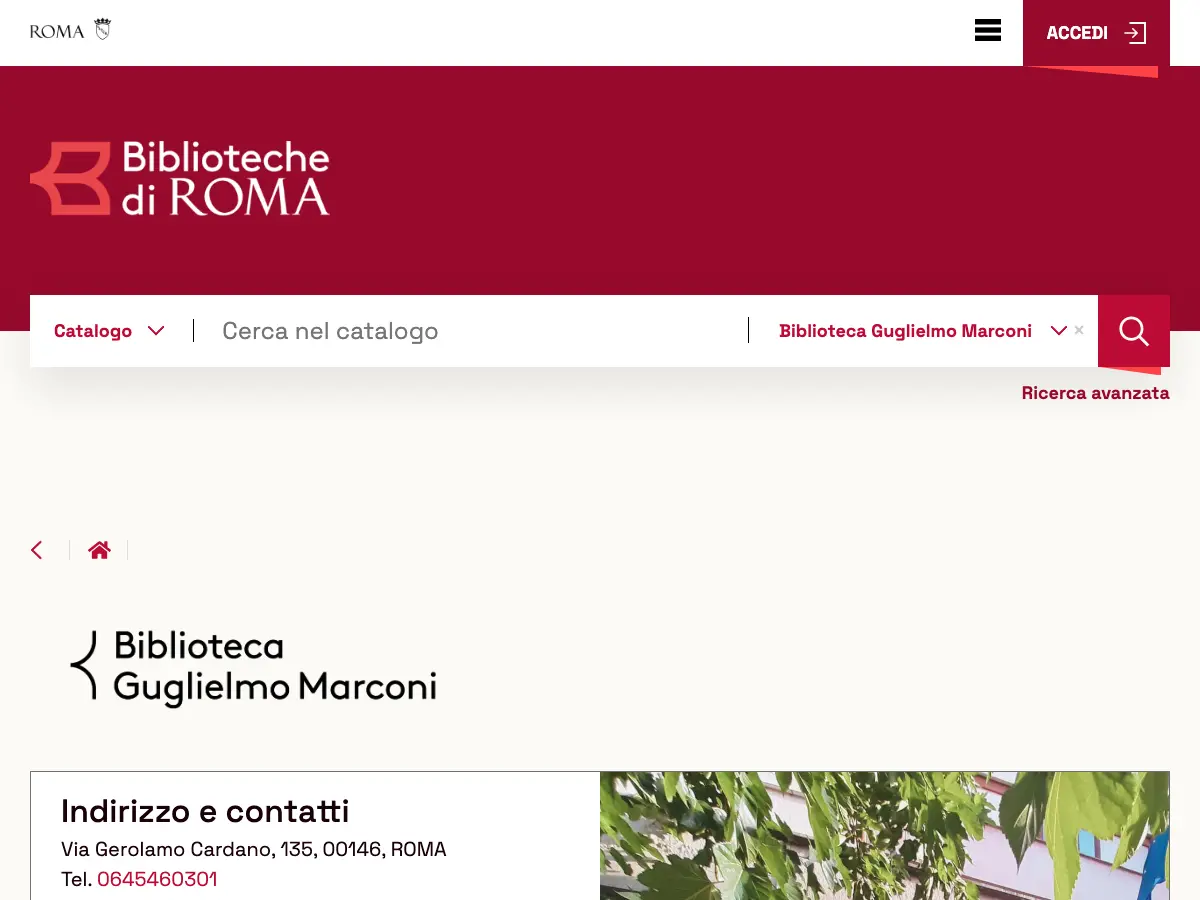 Biblioteca Guglielmo Marconi's website