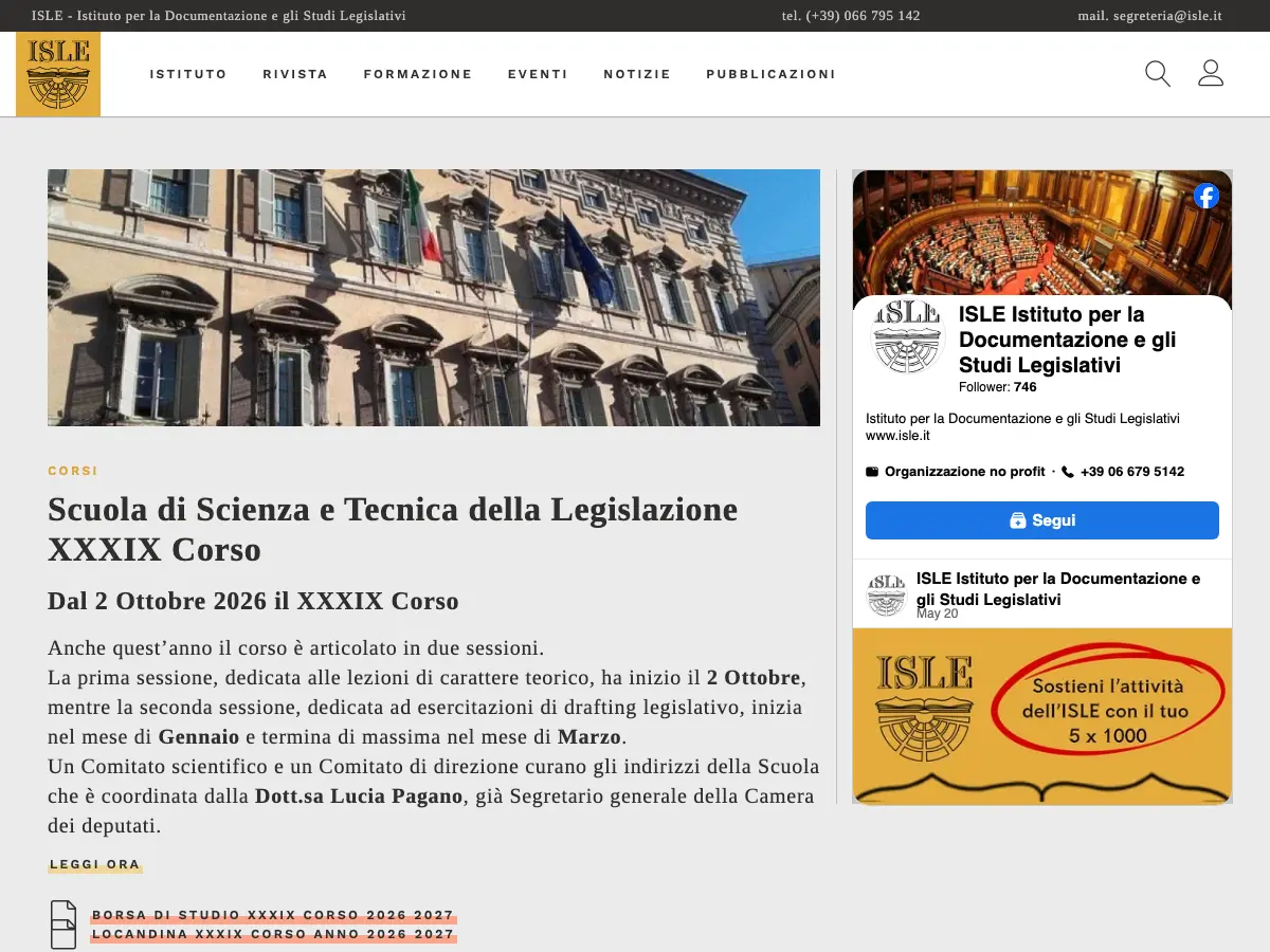 Biblioteca dell'Istituto per la documentazione e gli studi legislativi's website