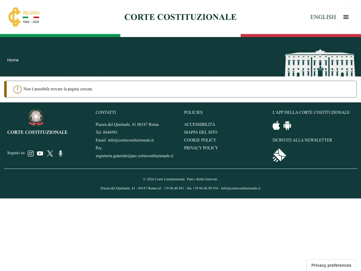 Biblioteca della Corte Costituzionale's website