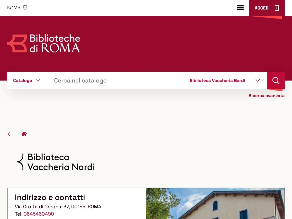 Biblioteca Vaccheria Nardi's website
