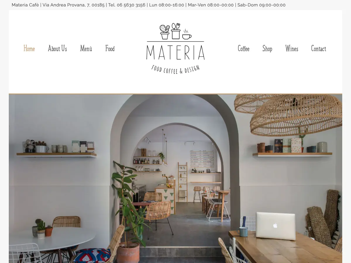Materia Cafe's website