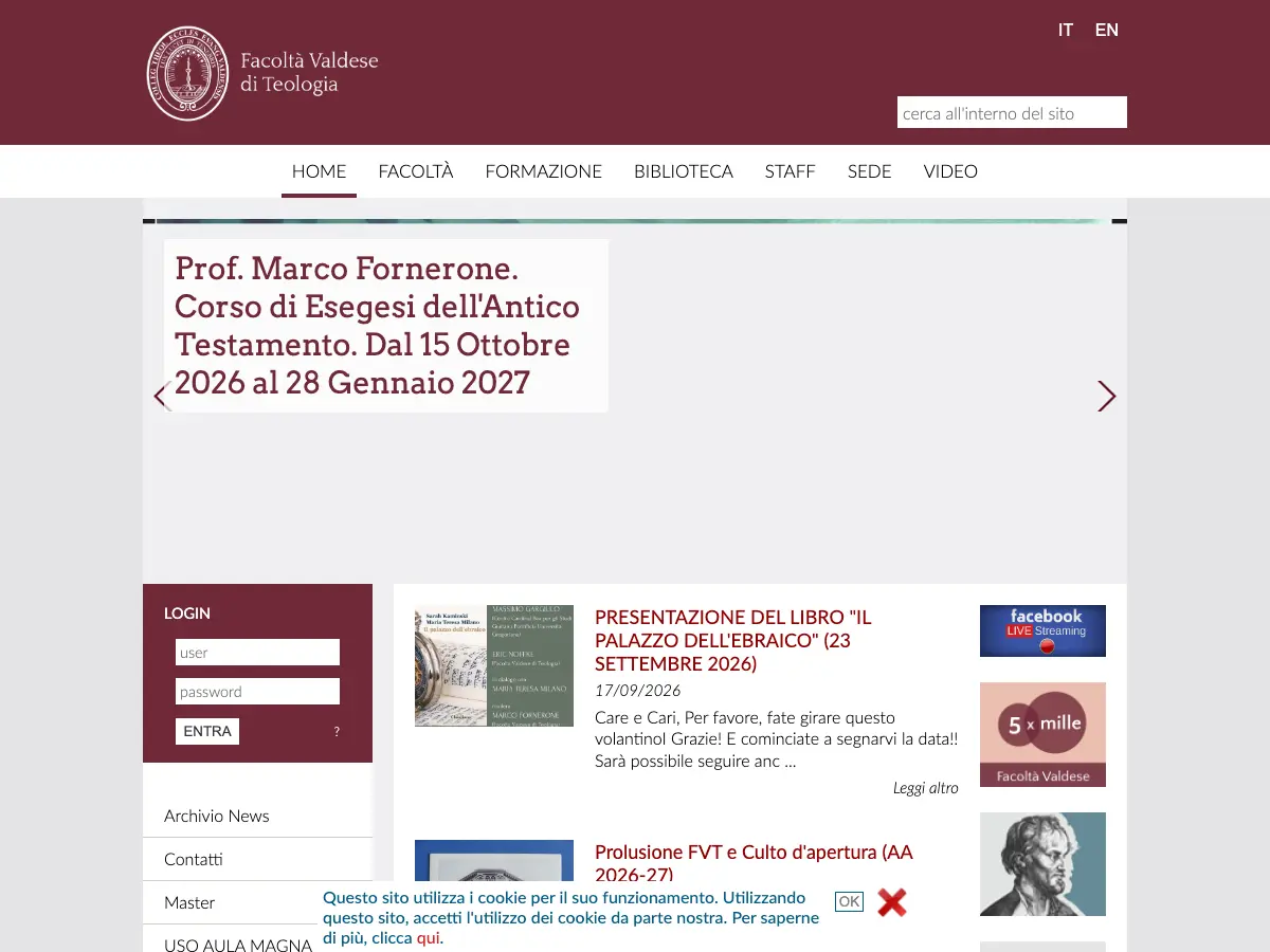 Biblioteca Facoltà Teologica Valdese's website