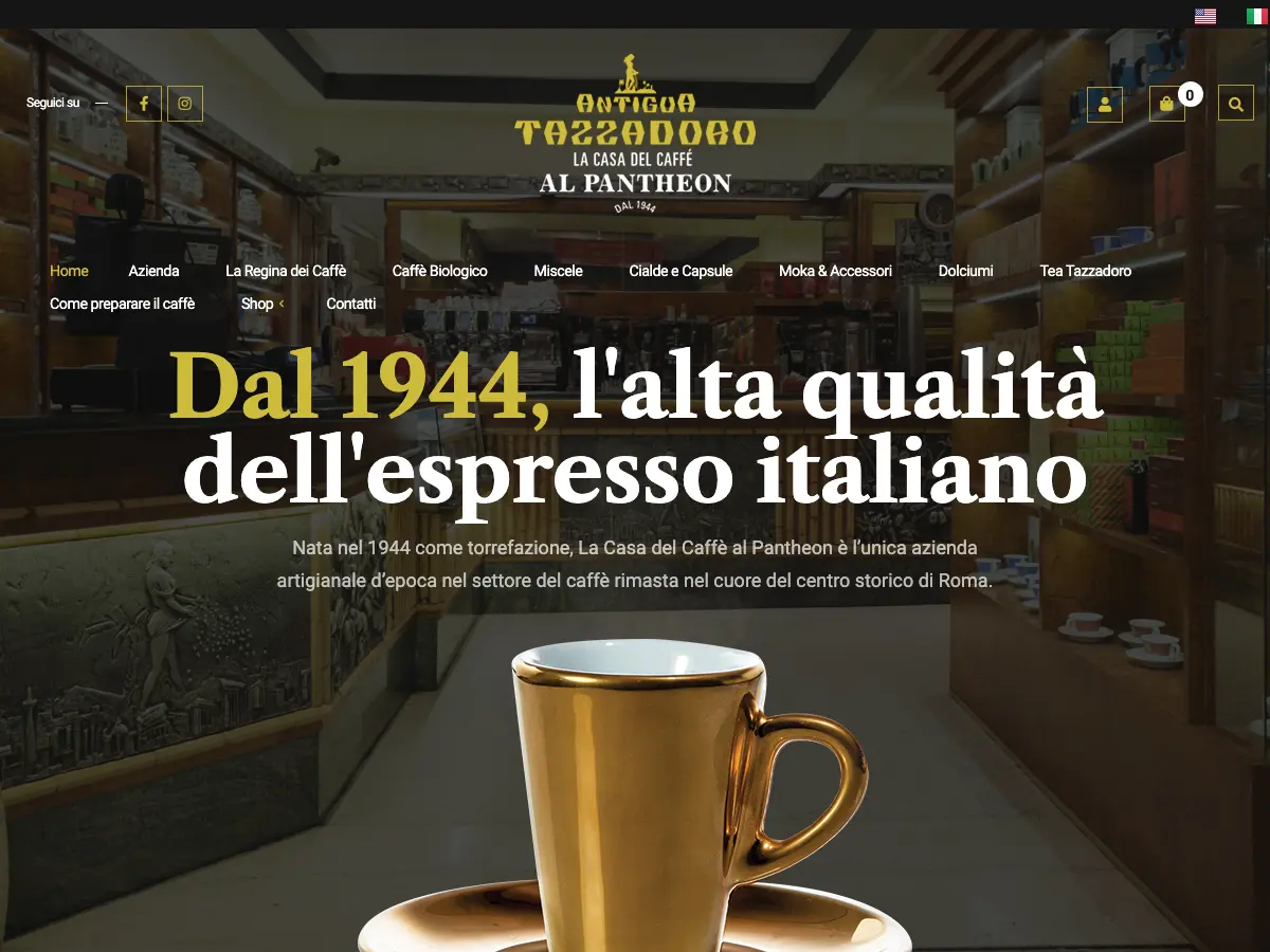 La Casa del Caffè Tazza d'Oro's website