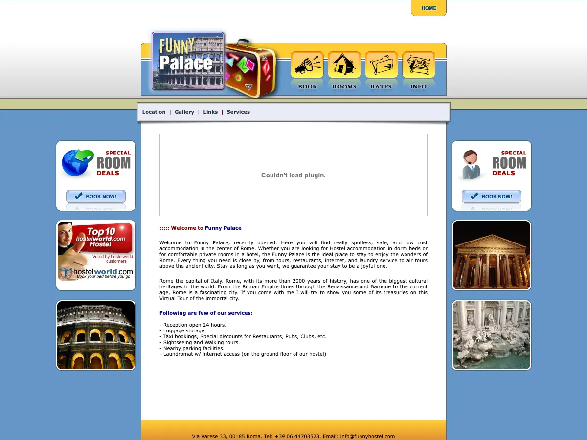 Funny Palace Hostel's website