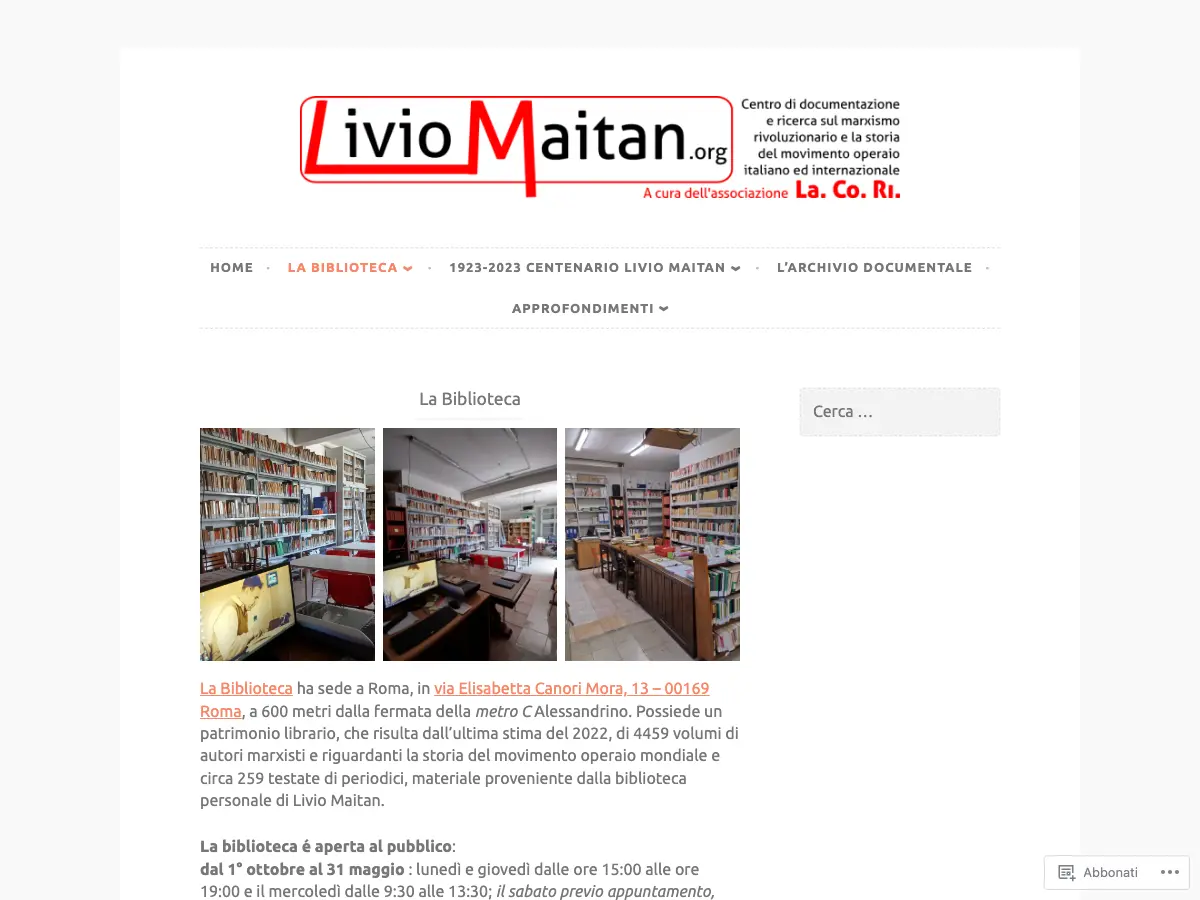 Biblioteca Livio Maitan's website