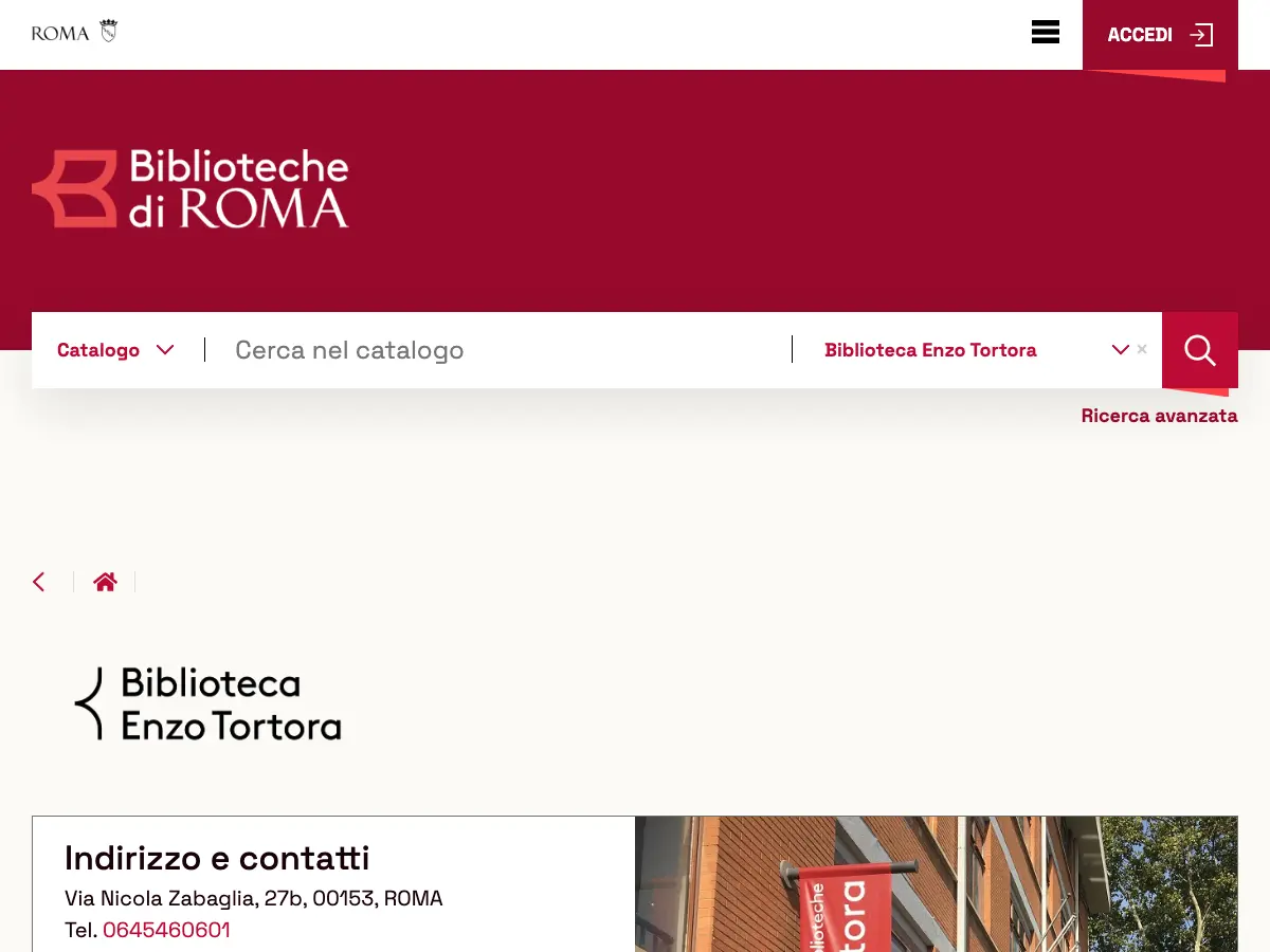 Biblioteca Enzo Tortora's website