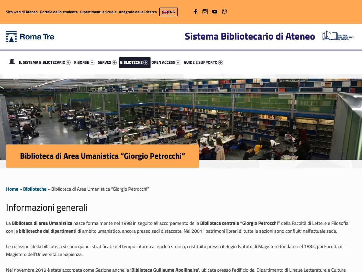 Biblioteca di Area Umanistica “Giorgio Petrocchi”'s website