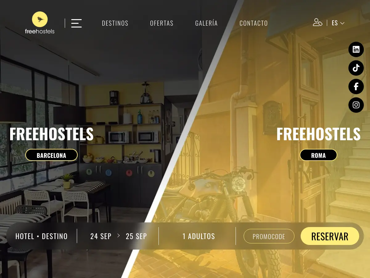 Free Hostels Roma's website