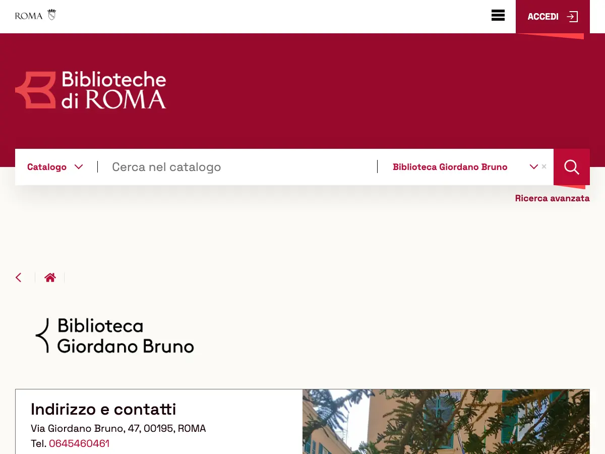 Biblioteca Giordano Bruno's website